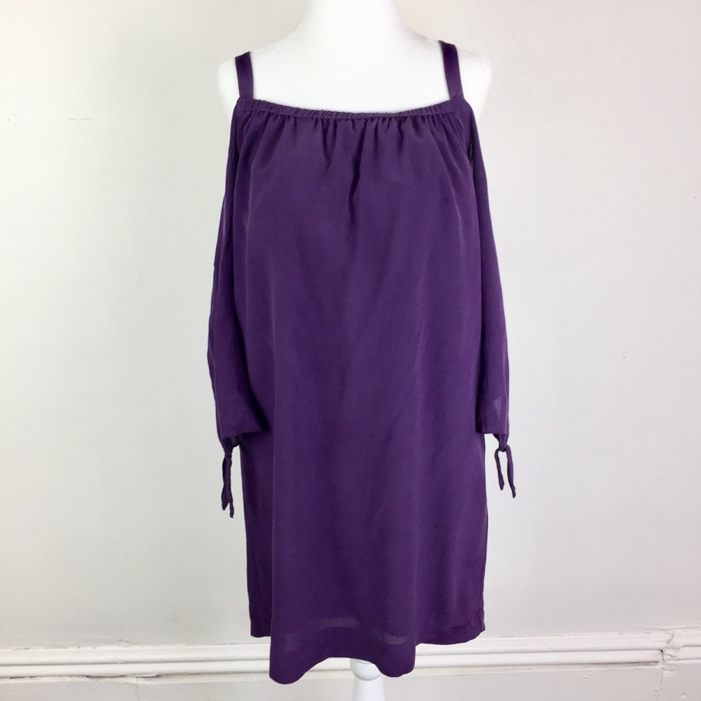 MADEWELL Purple Silk Cold Shoulder Dress - Picture 3 of 6